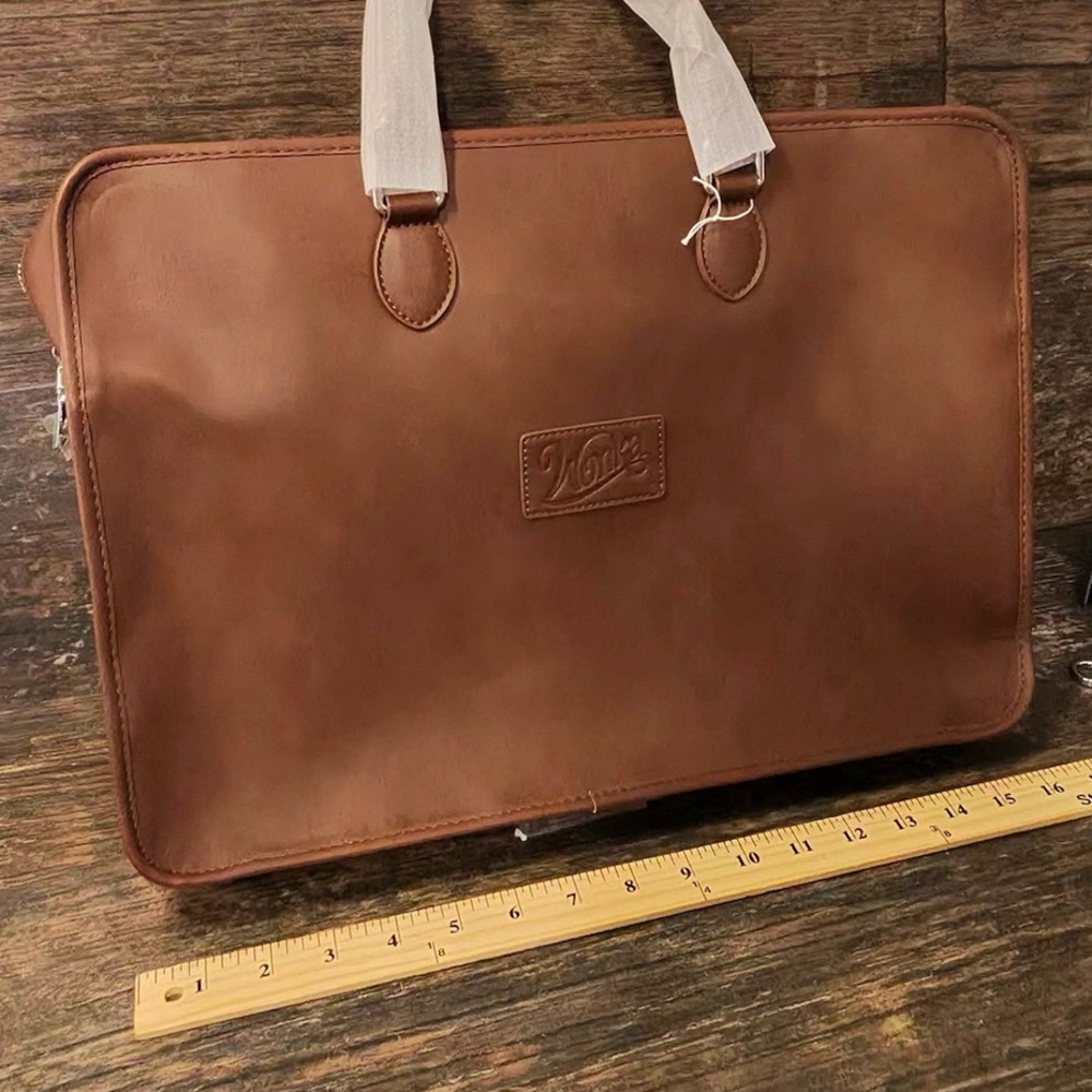 Wonka Elegant Brown Leather Laptop Bag for Men